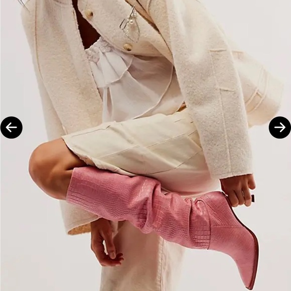 Free People x Vicenza Friday Fever Textured Croc Heel Knee High Tall Boots $248 - Picture 4 of 4